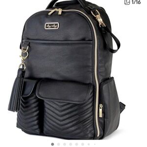 Itzy Ritzy Black Backpack with Gold Accents